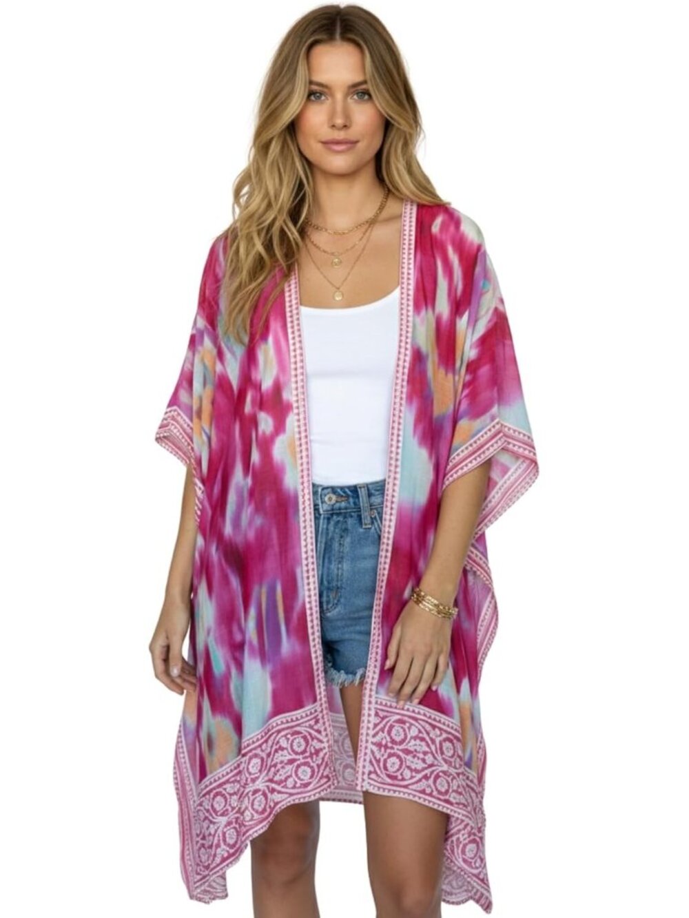 Women's Rz Sugar Petals Viscose Summer Lightweight Boho Kimono Cardigan Cover up
